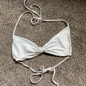 L space white twister bikini top